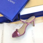 Stuart Weitzman Summer Leather High Heel Sandals For Women Purple