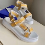 Stuart Weitzman Summer Sheepskin Embroidered Sandals For Women Yellow