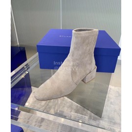 Stuart Weitzman Sheepskin Elastic Thick High Heel Boots For Women 