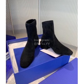 Stuart Weitzman Sheepskin Elastic Thick High Heel Boots For Women Black