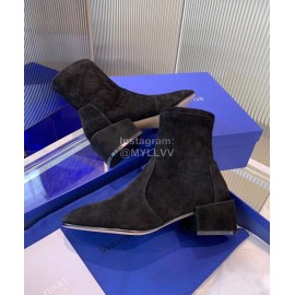 Stuart Weitzman Sheepskin Elastic Thick High Heel Boots For Women Black