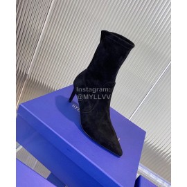 Stuart Weitzman Sheepskin Elastic High Heel Boots For Women Black