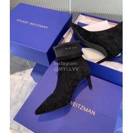 Stuart Weitzman Sheepskin Elastic High Heel Boots For Women Black