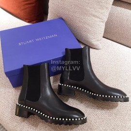 Stuart Weitzman Autumn Pearl Black Calf Short Boots For Women 