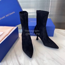 Stuart Weitzman Winter Autumn Black Velvet Short Boots For Women 