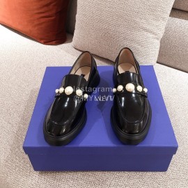 Stuart Weitzman Autumn Pearl Leather Shoes For Women Black