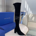 Stuart Weitzman Soft Sheepskin High Heel Knee Boots For Women Black