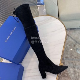 Stuart Weitzman Soft Sheepskin High Heel Knee Boots For Women Black
