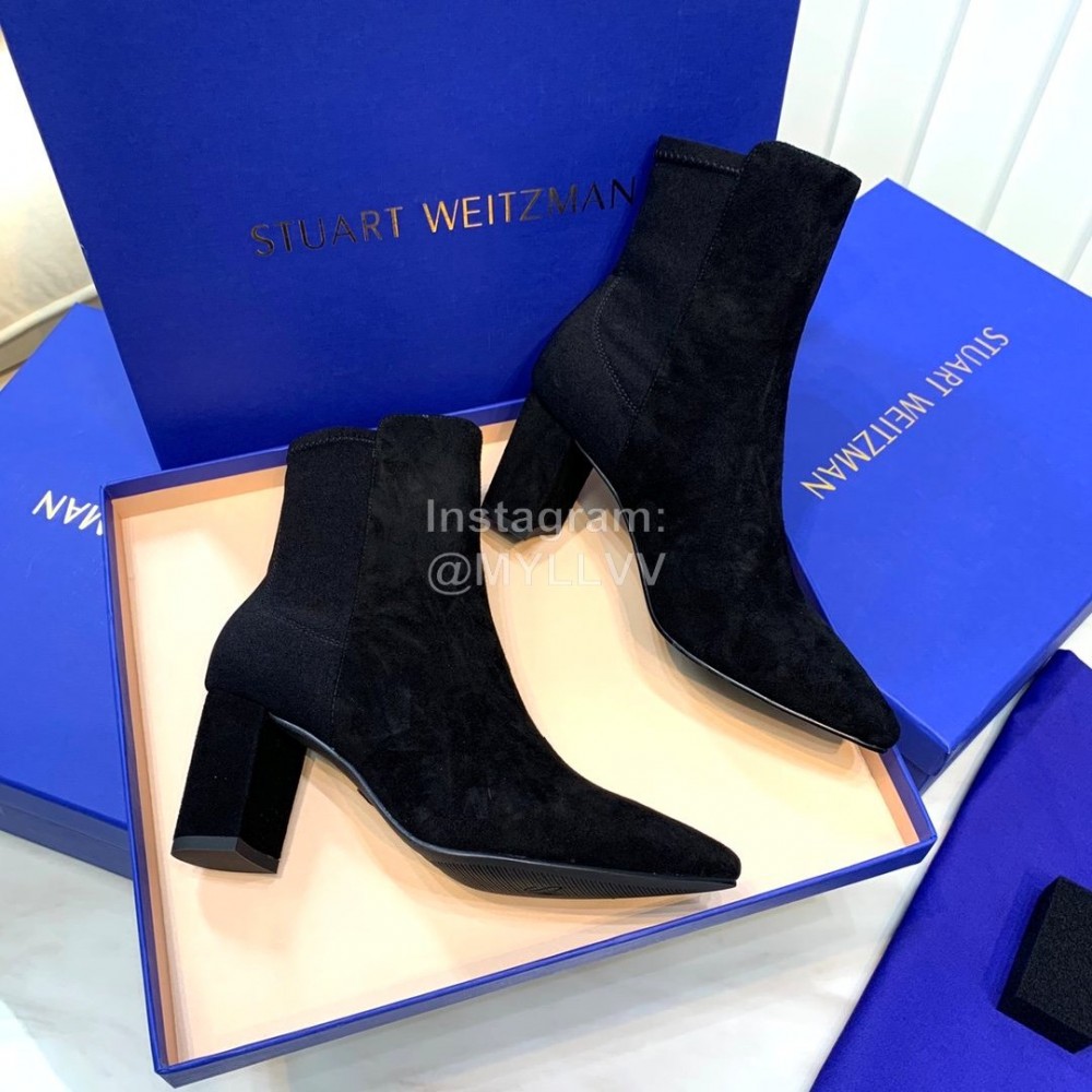 Stuart Weitzman New Velvet High Heel Short Boots For Women Black