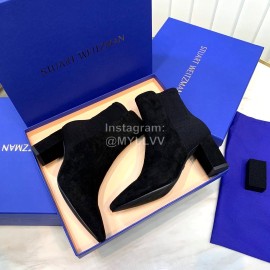Stuart Weitzman New Velvet High Heel Short Boots For Women Black