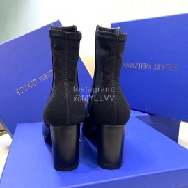 Stuart Weitzman New Leather High Heel Short Boots For Women Black
