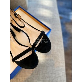 Stuart Weitzman Summer New Leather High Heel Sandals For Women Black