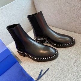 Stuart Weitzman Cowhide Pearl Short Boots For Women Black
