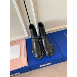 Stuart Weitzman Cowhide Pearl Short Boots For Women Black