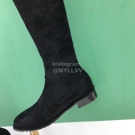 Stuart Weitzman Elastic Velvet Thick High Heeled Knee Boots For Women