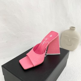 The Attico Leather Triangle High Heeled Slippers For Women Pink
