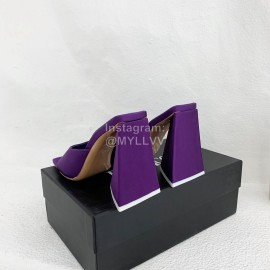 The Attico Silk Leather Triangle High Heeled Slippers For Women Purple