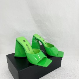 The Attico Leather Triangle High Heeled Slippers For Women Green