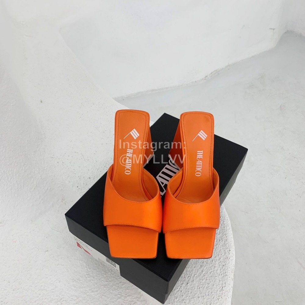 The Attico Leather Triangle High Heeled Slippers For Women Orange
