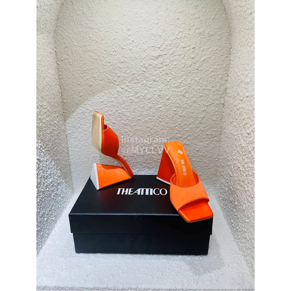 The Attico Silk Leather Triangle High Heeled Slippers For Women Orange