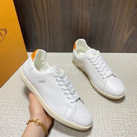 Tods Calf Leather Casual Sneakers For Men White