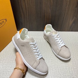 Tods Calf Leather Casual Sneakers For Men Gray