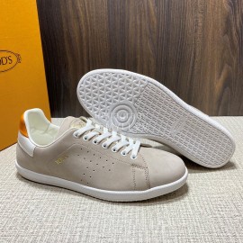 Tods Calf Leather Casual Sneakers For Men Gray