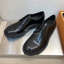 Tods Black Oil Wax Cowhide Lace Up Loafers For Men 