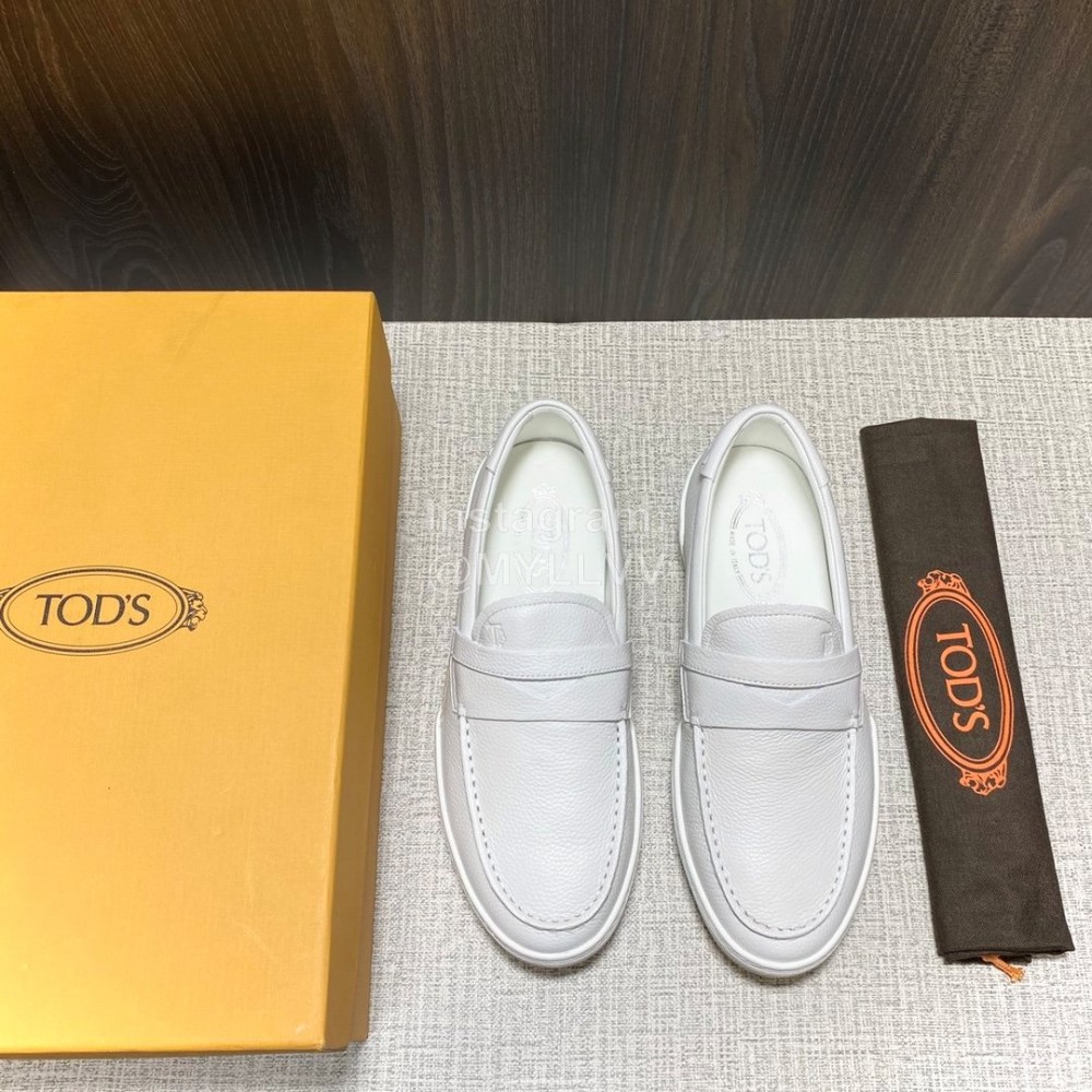 Tods Soft Split Leather Casual Shoes For Men White