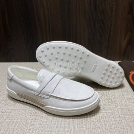 Tods Soft Split Leather Casual Shoes For Men White