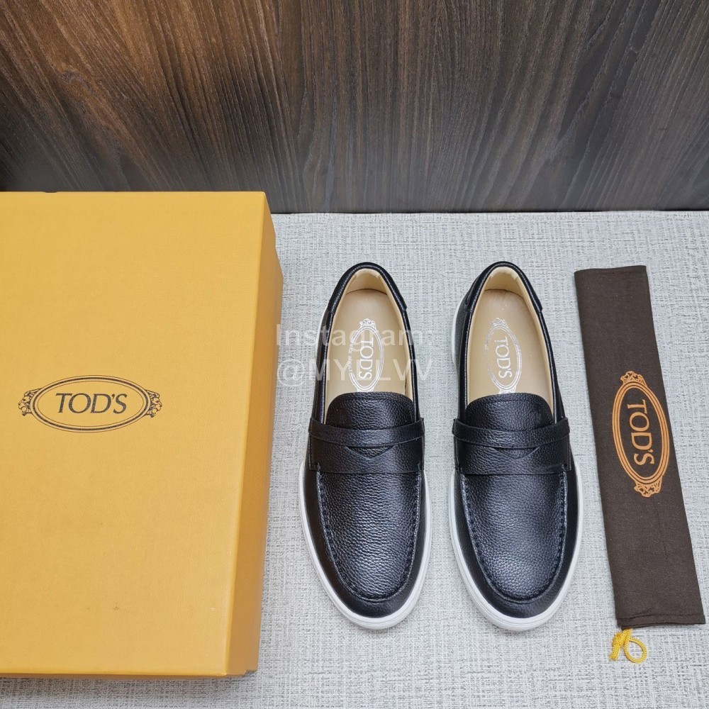 Tods Soft Split Leather Casual Shoes For Men Black