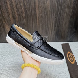 Tods Soft Split Leather Casual Shoes For Men Black