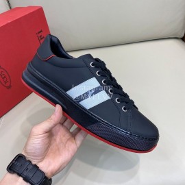 Tods New Calf Leather Lace Up Casual Sneakers For Men Black