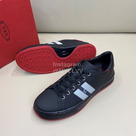Tods New Calf Leather Lace Up Casual Sneakers For Men Black