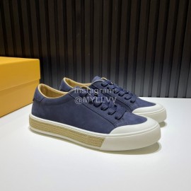 Tods Calf Leather Lace Up Leisure Sneakers For Men Navy