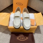 Tods Autumn Retro Calf Leather Shoes For Women White