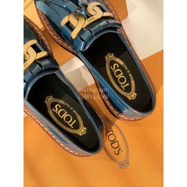 Tods Winter Calf Tassel Thick Soled Shoes For Women Dark Blue