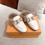 Tods Winter Wool Leather Muller Shoes For Women White