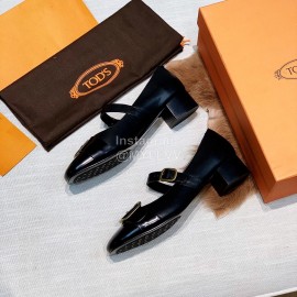 Tods New Autumn Winter Vintage Calf Mary Jane Shoes Black