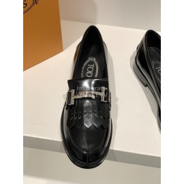 Tods Fashion Tassel Calf Leather Shoes For Women Black