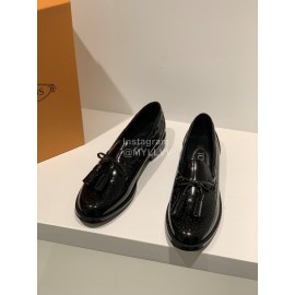 Tods Fashion Tassel Black Calf Leather Shoes For Women 