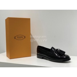 Tods Fashion Tassel Black Calf Leather Shoes For Women 
