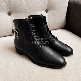 Tods Autumn Winter Leather Lace Up Short Boots For Women Black