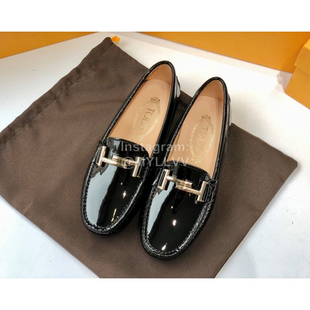 Tods Fashion Patent Leather Shoes For Women Black