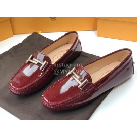 Tods Fashion Patent Leather Shoes For Women Wine Red
