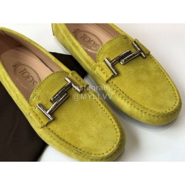 Tods Fashion Velvet Flat Heel Shoes For Women Yellow