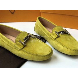 Tods Fashion Velvet Flat Heel Shoes For Women Yellow