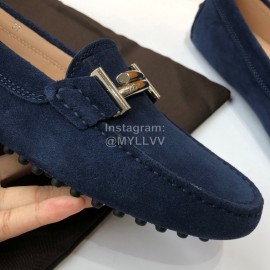 Tods Fashion Velvet Flat Heel Shoes Blue For Women 