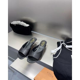Tods New Transparent Heel Simple Slippers For Women Black