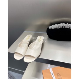 Tods New Transparent Heel Simple Slippers For Women White